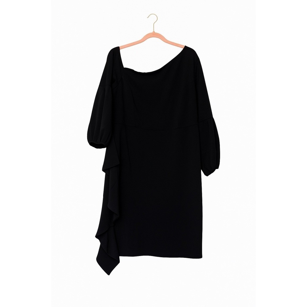 Ashley Stewart Black Asymmetrical Ruffle Dress – Size 18/20 NWTMSRP: $65